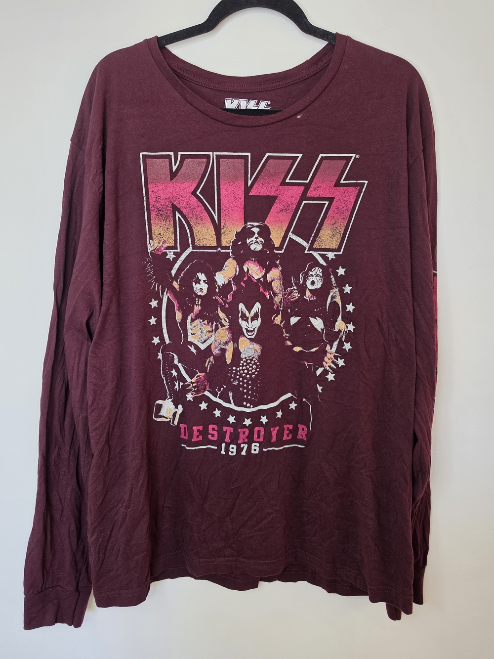 Kiss Maroon Long Sleeve 'Destroyer 1976' Graphic Tee
